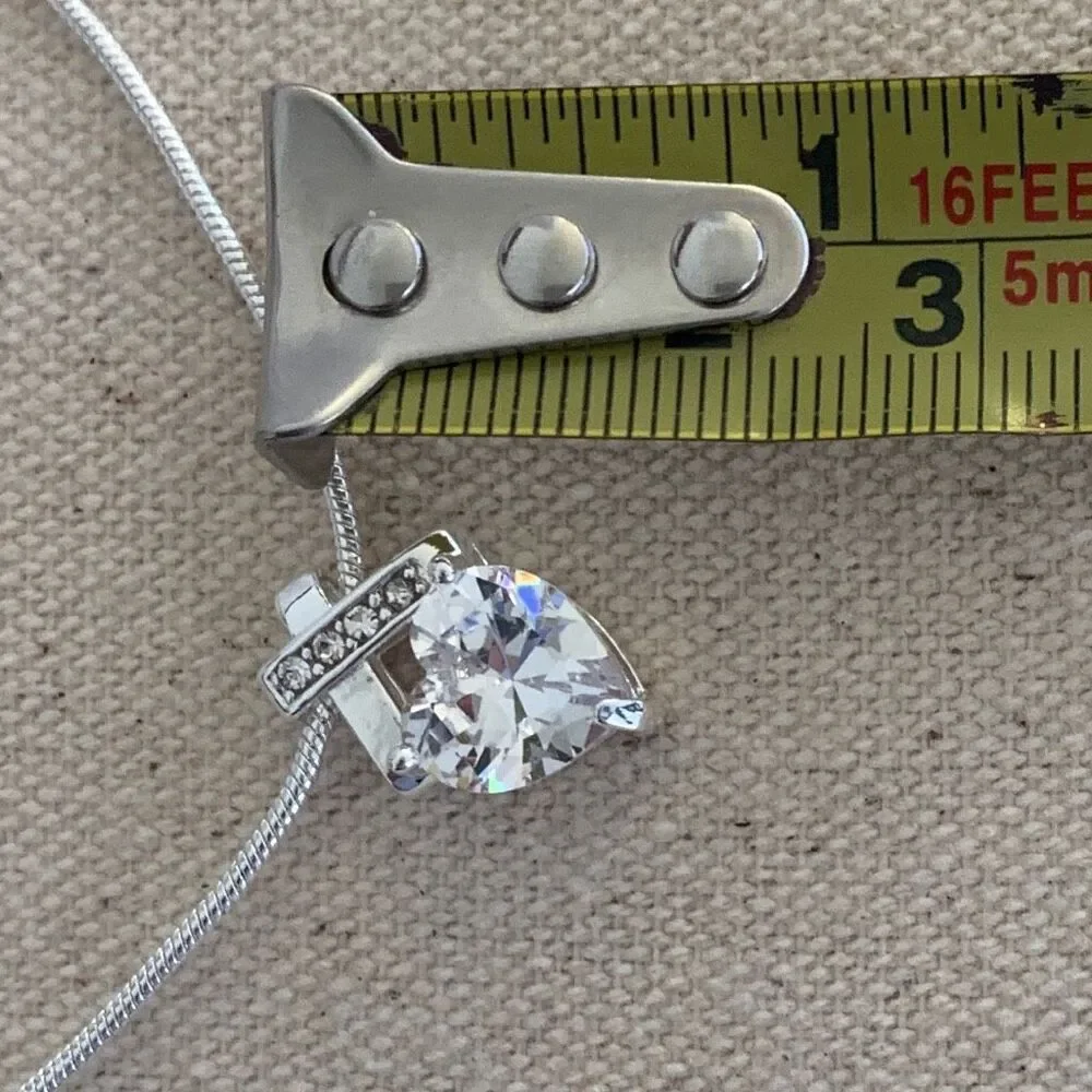 Infinity Heart Pendant Necklace – Diamond Cut Austrian Crystals, Silver Tone